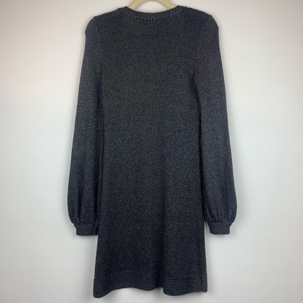 REBECCA‎ TAYLOR Black Wool Mohair Metallic V-Neck Sweater Dress Sz S - Picture 6 of 10